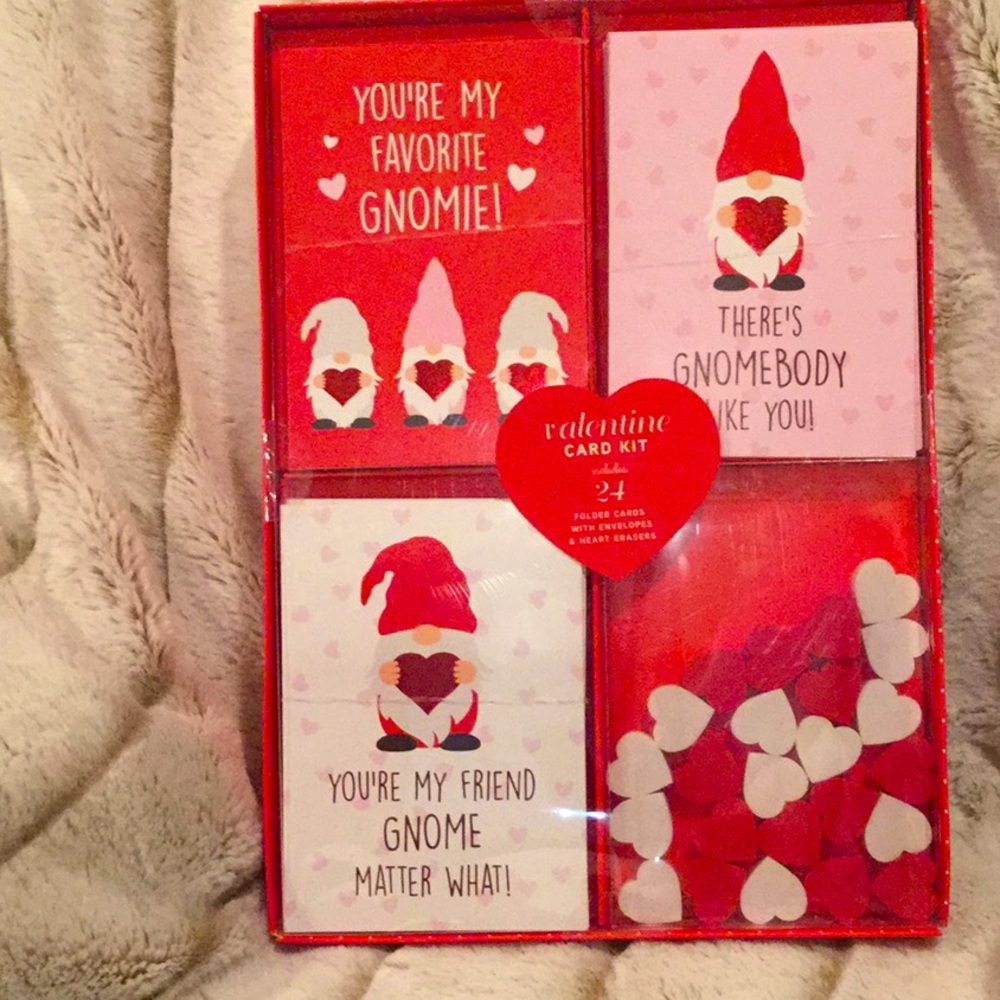 24 Gnome Valentines with Erasers & Envelopes